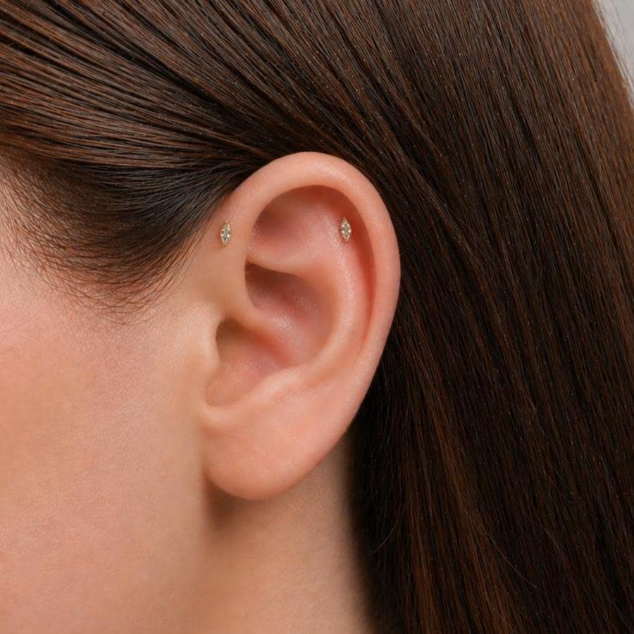 Tiny Marquise CZ Threadless Flat Back Earring