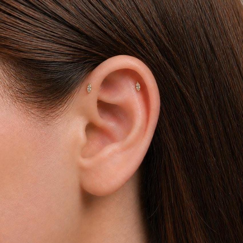 Dainty Marquise CZ Flat Back Stud