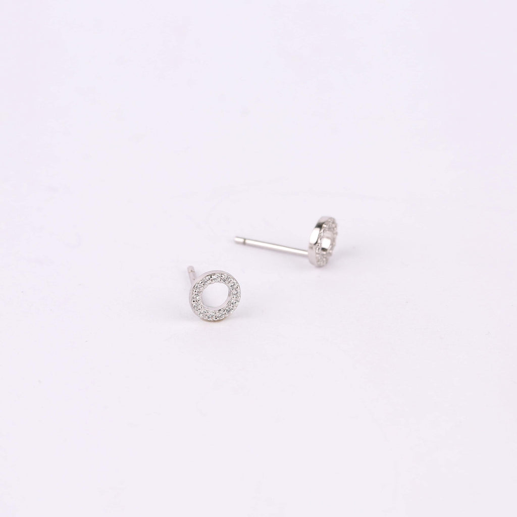 Dainty Open Circle CZ Stud Earrings