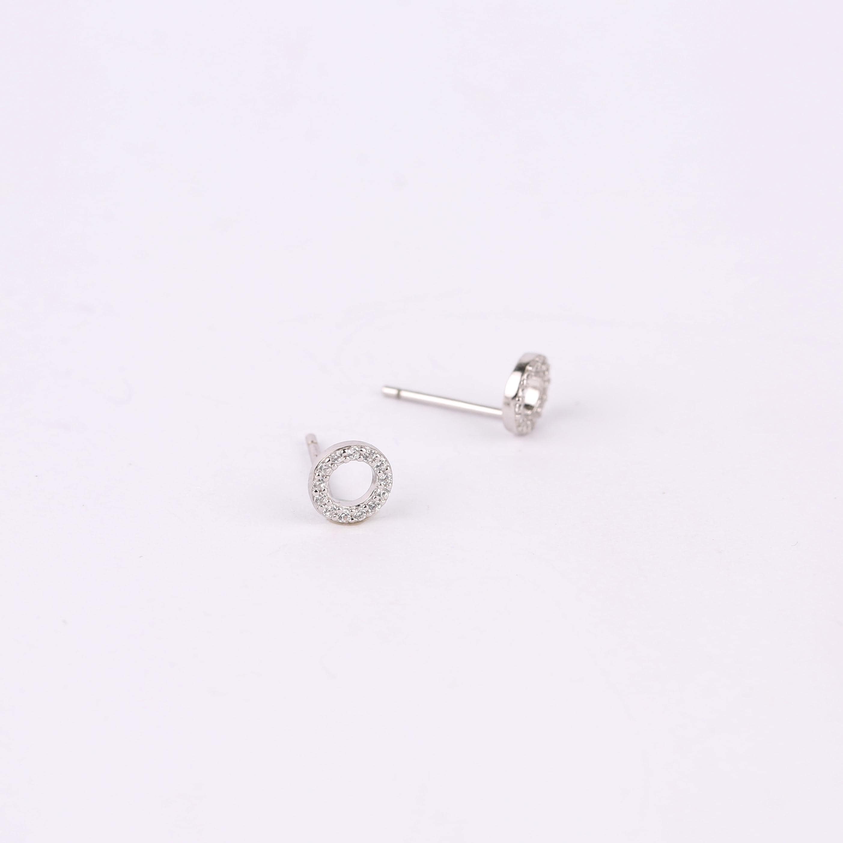 Dainty Open Circle CZ Stud Earrings