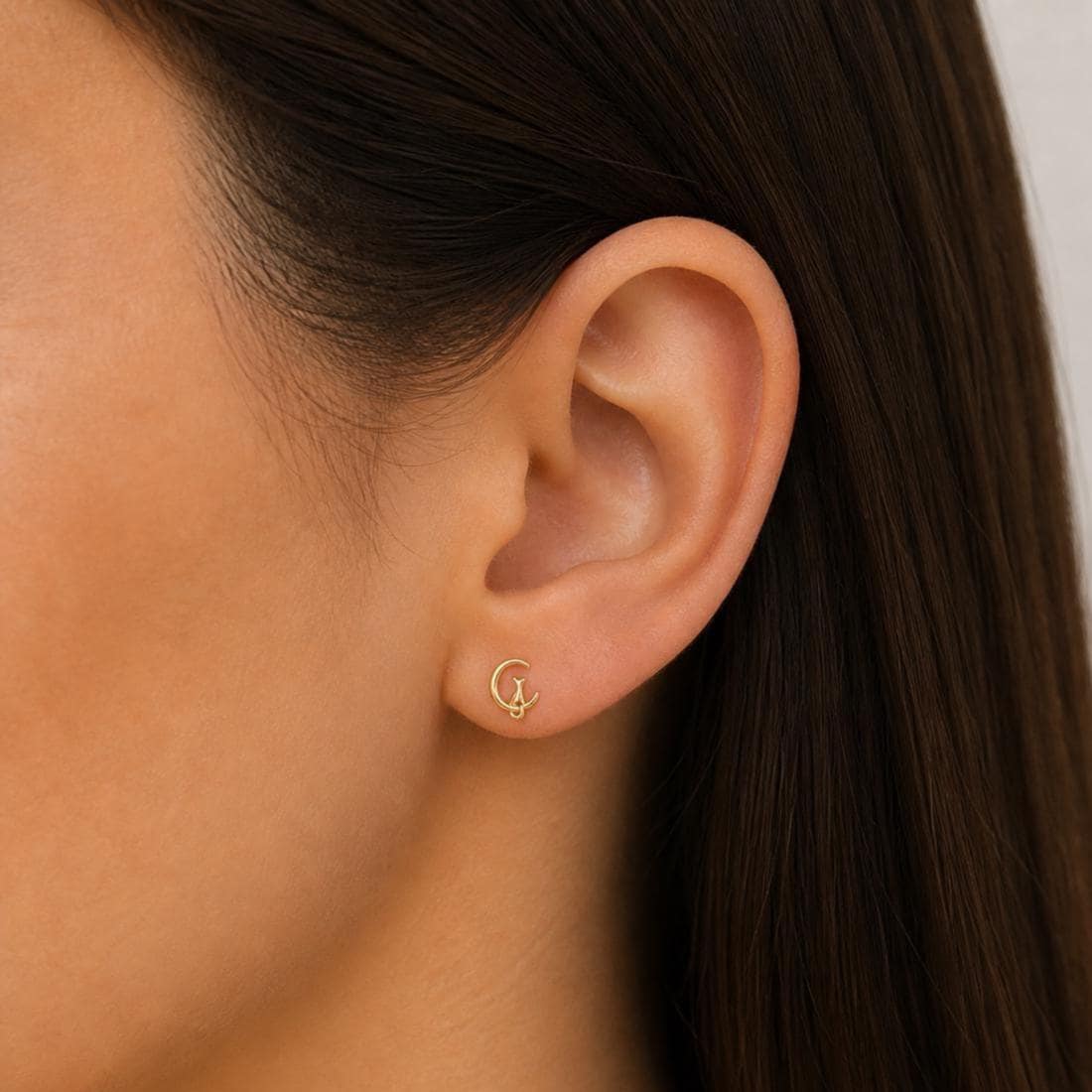 Cat Stud Earrings, Tiny Cat Earrings 6mm