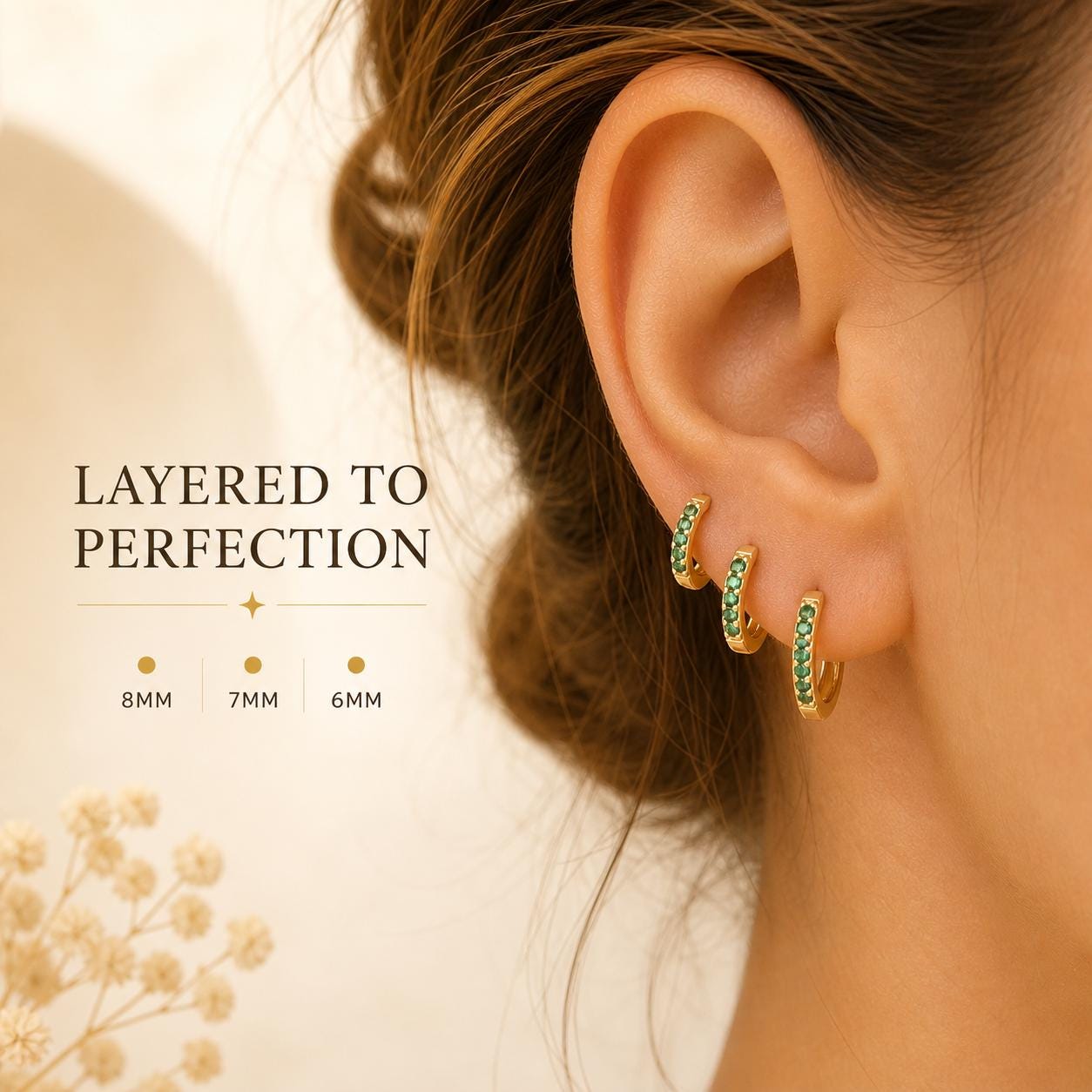 Emerald Green Huggie Hoop Earrings