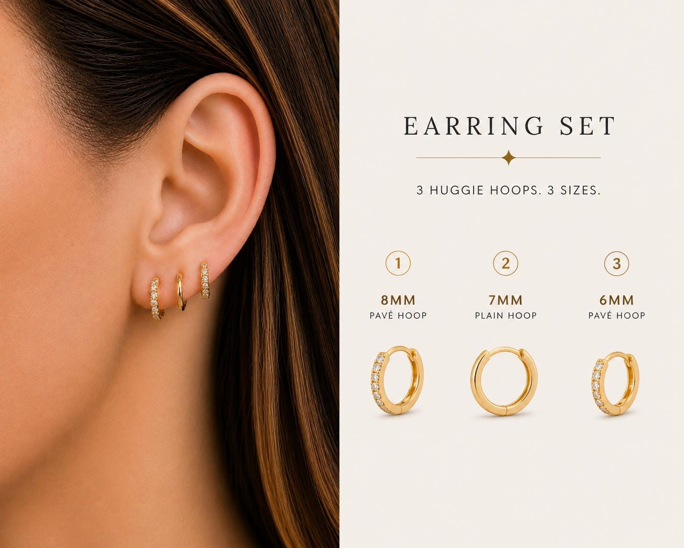 Layered Gold Huggie Hoop Set
