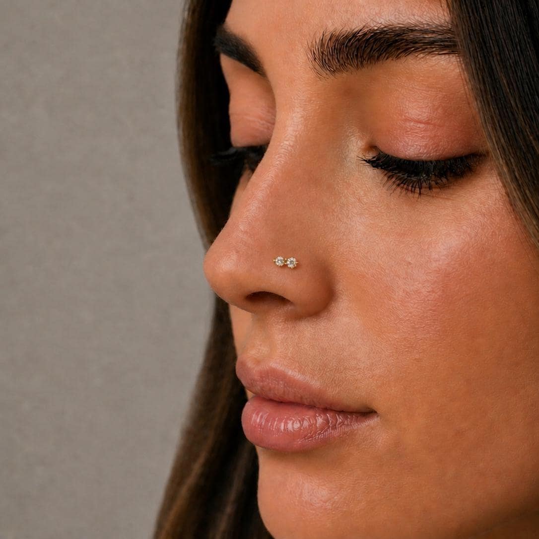Dainty Double CZ Flat Back Stud