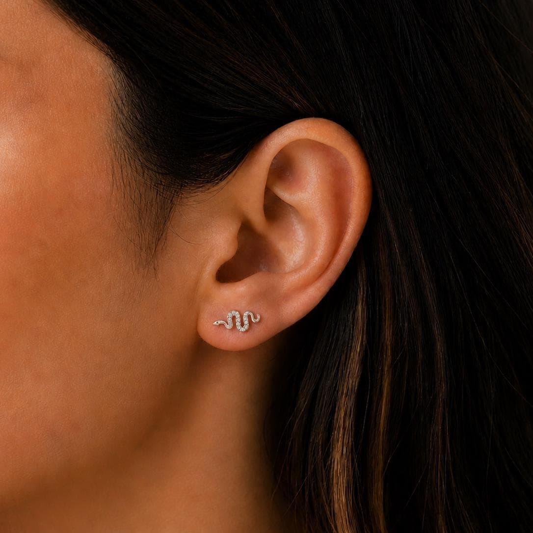 Sterling Silver Snake Stud Earrings