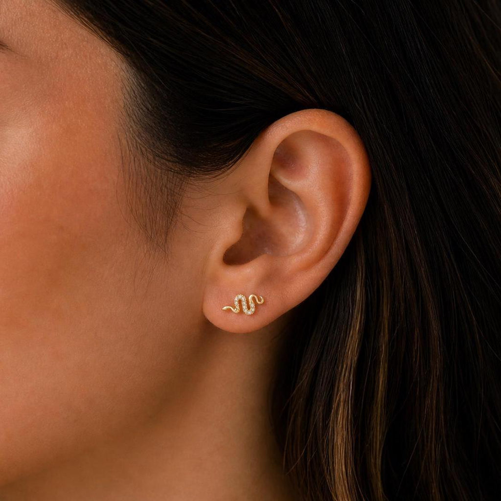 Sterling Silver Snake Stud Earrings
