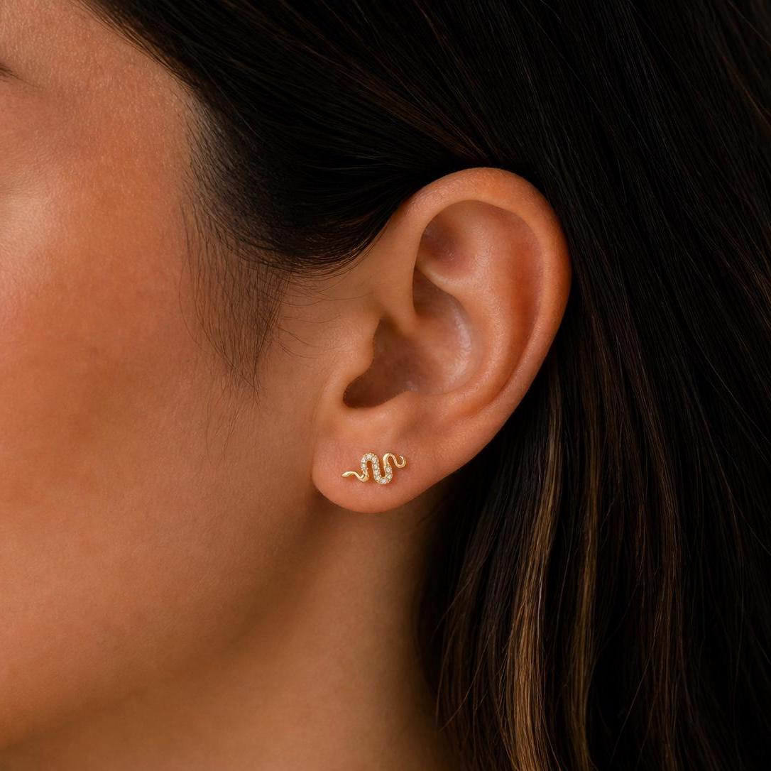 Sterling Silver Snake Stud Earrings