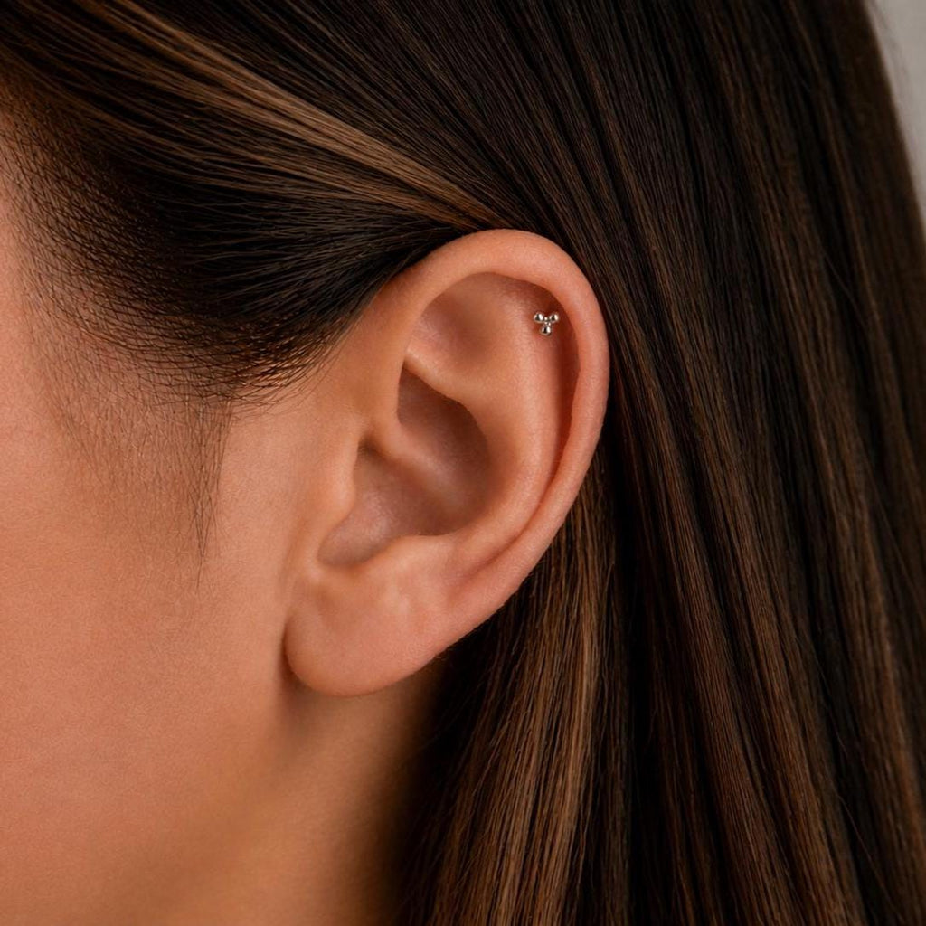 Tiny Trinity Ball Threadless Flat Back Stud