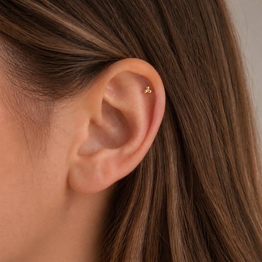 Tiny Trinity Ball Threadless Flat Back Stud