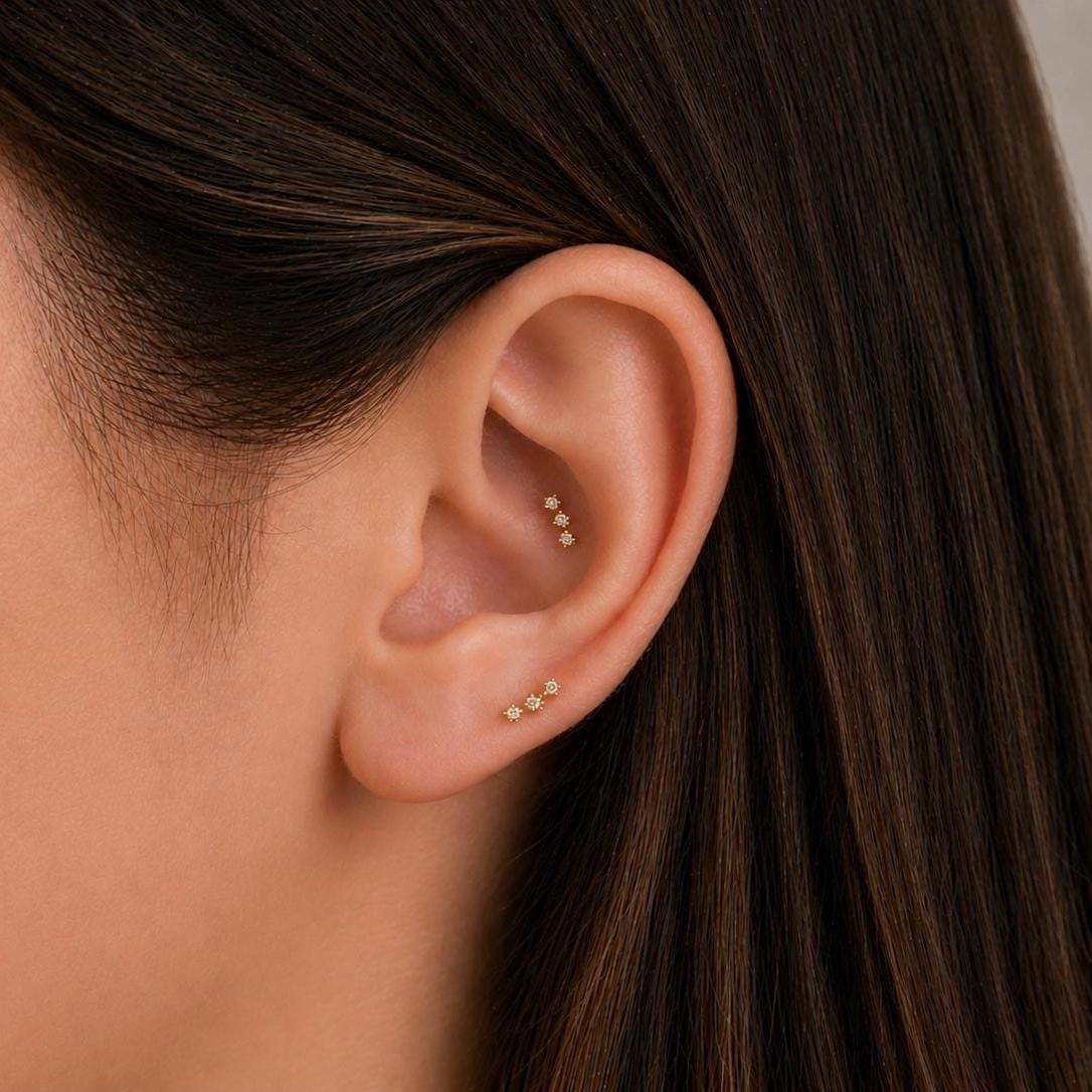 18G CZ Climber Threadless Push Pin Labret Flat Back Stud