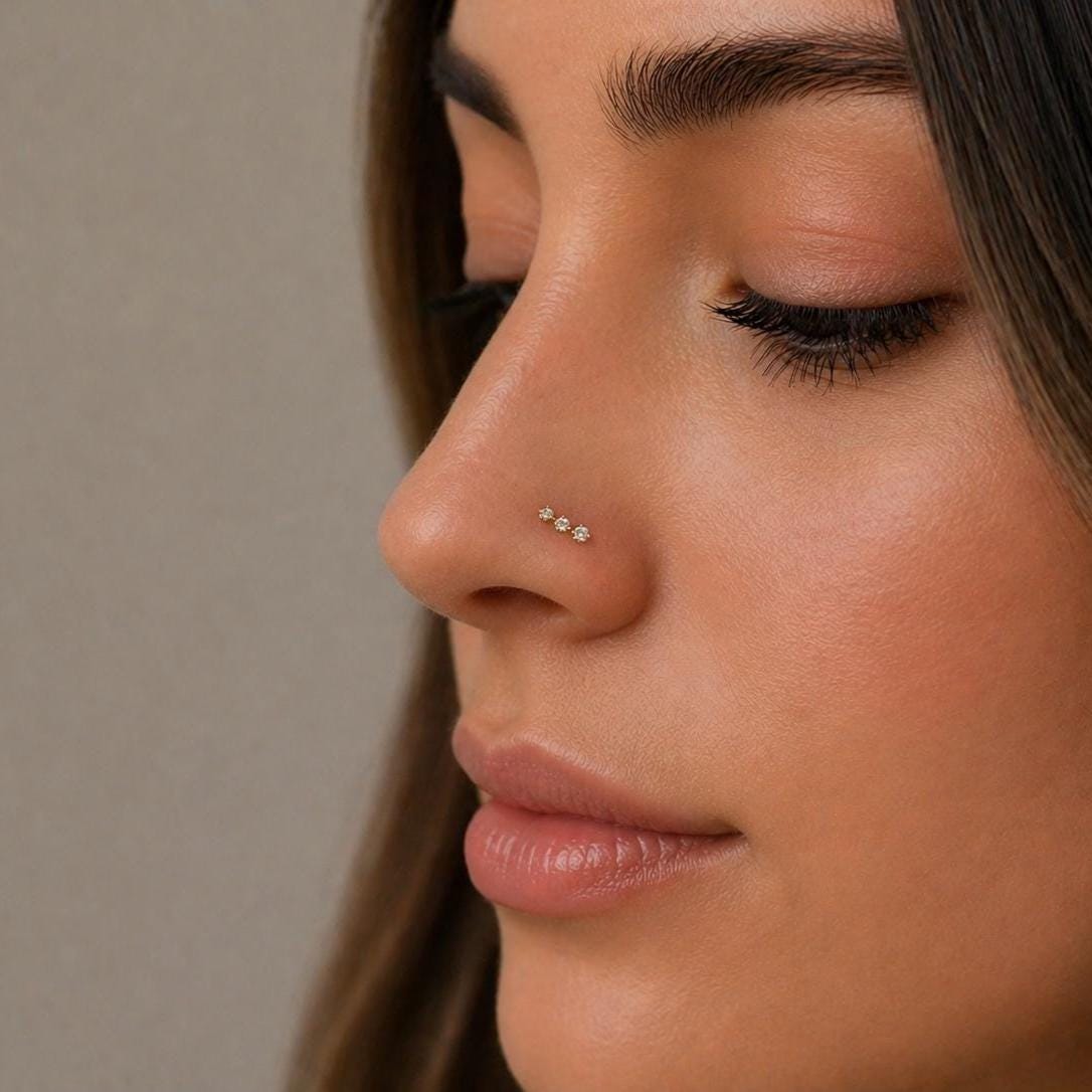 18G CZ Climber Threadless Push Pin Labret Flat Back Stud