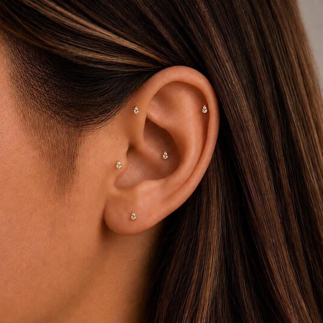Tiny Pear Shape Flat Back Stud