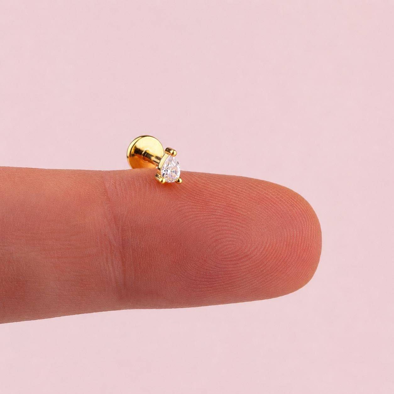 Tiny Teardrop Flat Back Stud