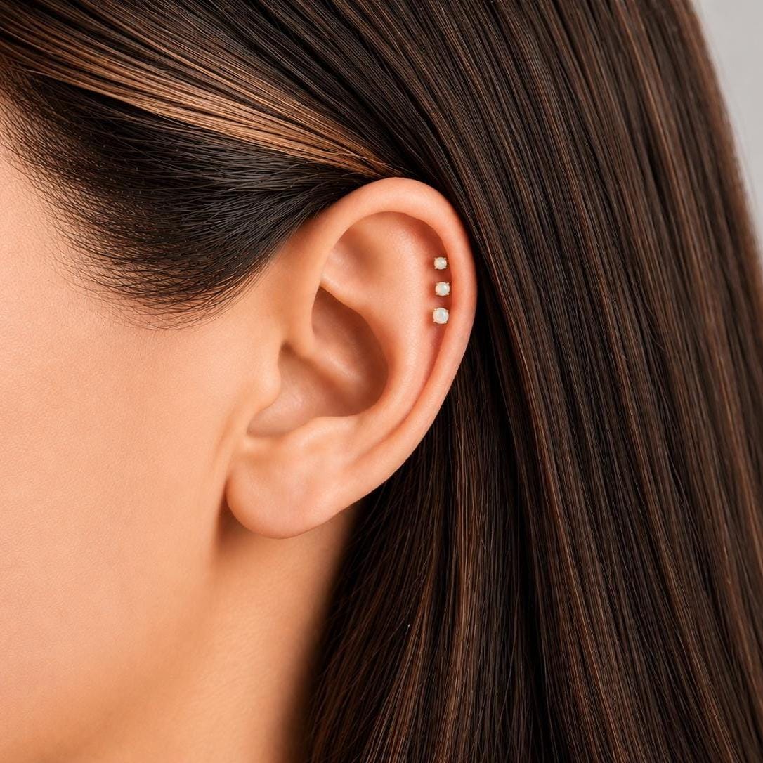 White Opal Flat Back Stud