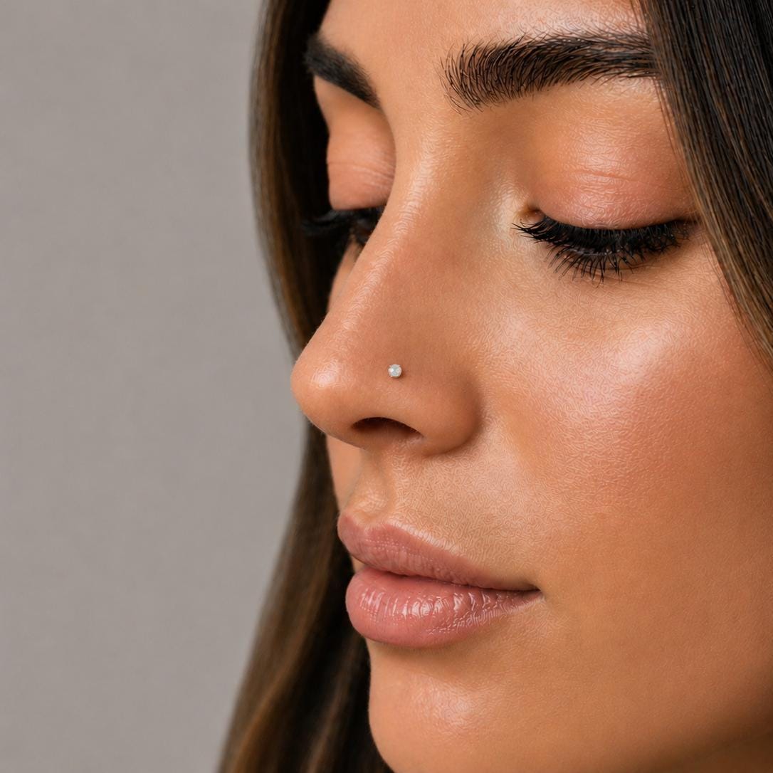 White Opal Flat Back Stud