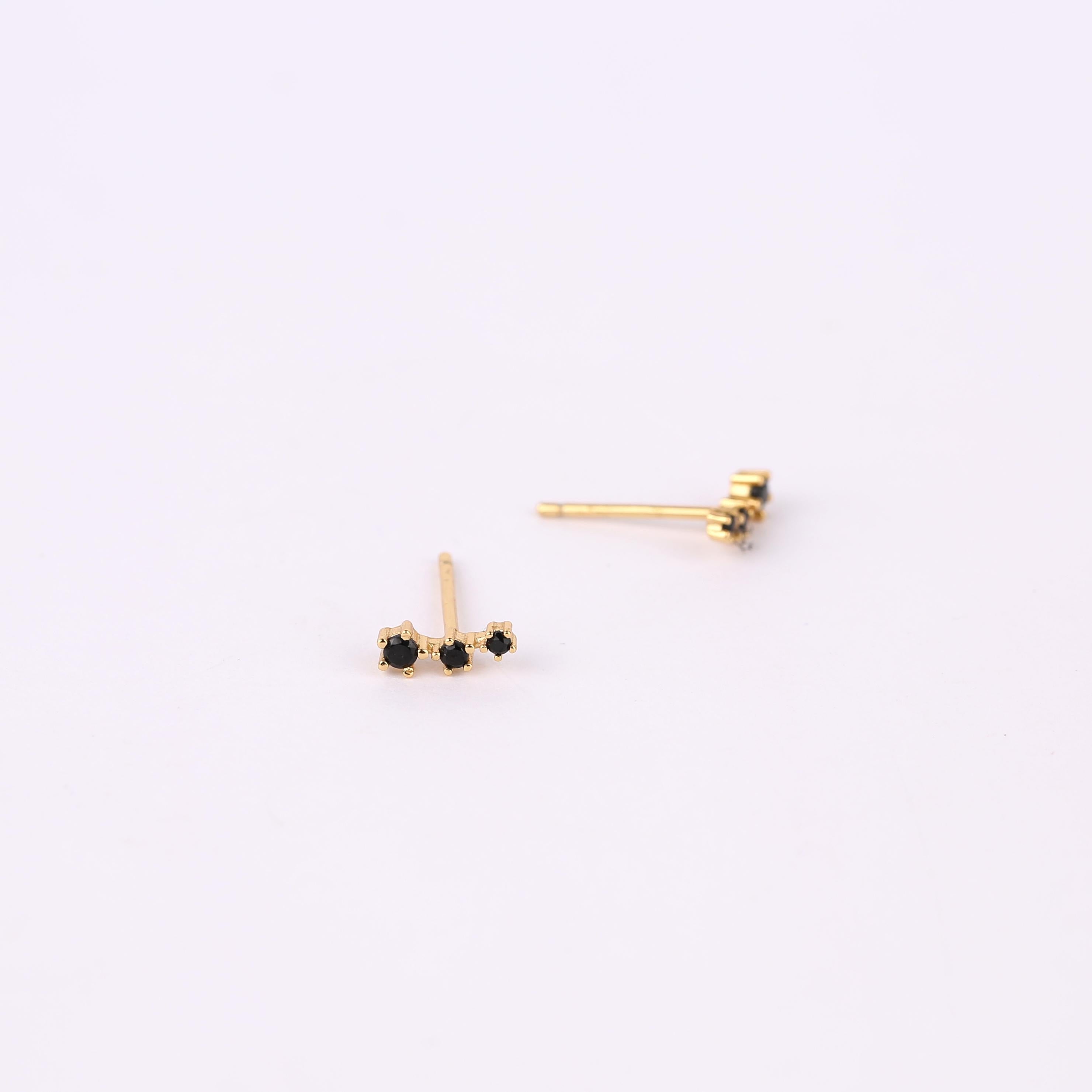Black CZ Gold Curated Earring Set