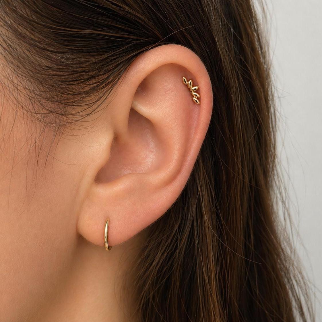 Climber Threadless End Push Pin Labret Gold Flat Back Stud