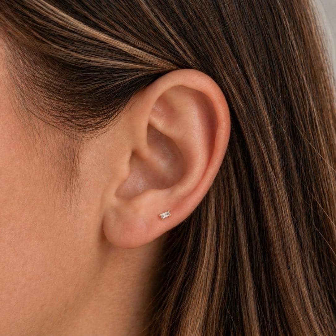 Tiny Baguette Cartilage Stud