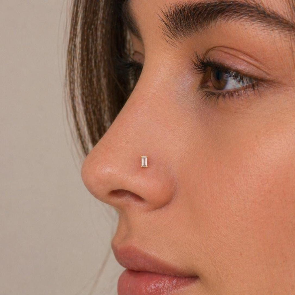 Baguette CZ Flat Back Stud