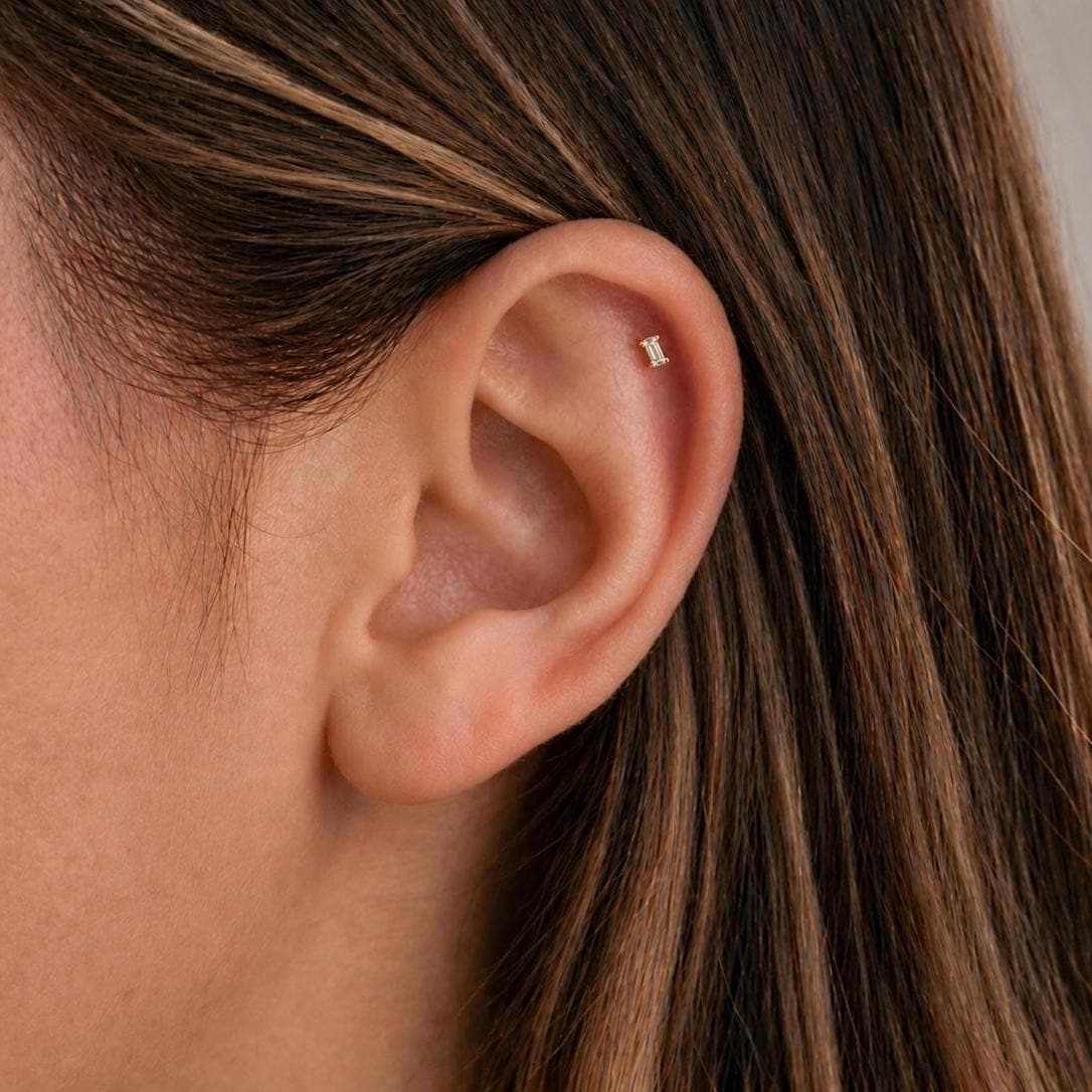 Tiny Baguette Cartilage Stud