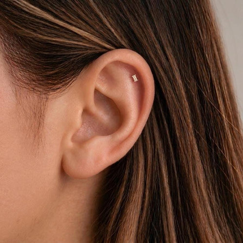 Baguette CZ Flat Back Stud