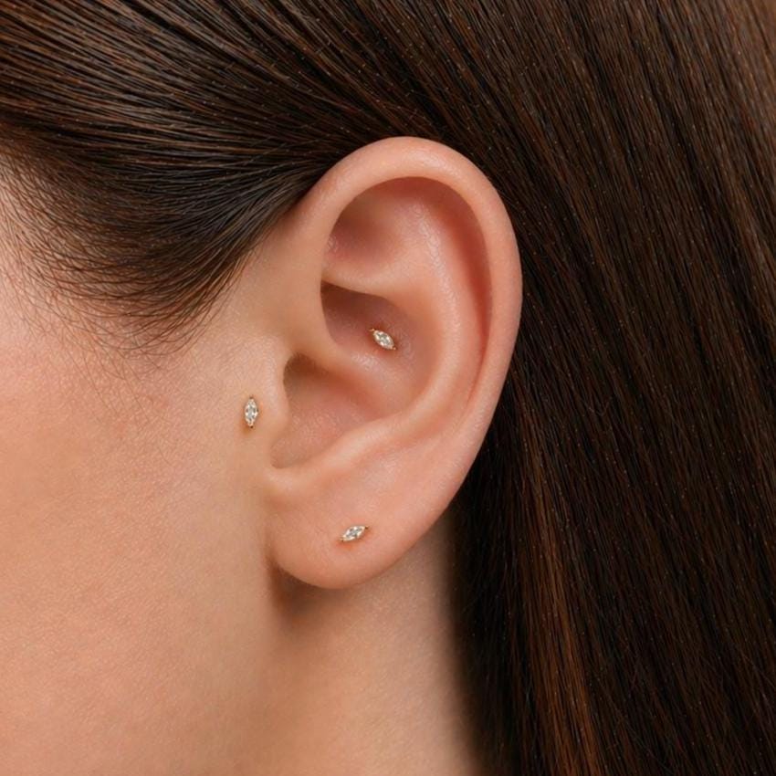 Dainty Marquise CZ Flat Back Stud