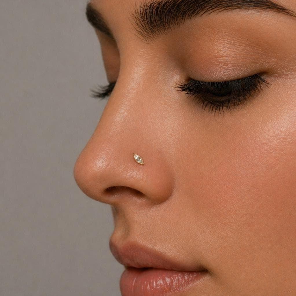 Dainty Marquise CZ Flat Back Stud