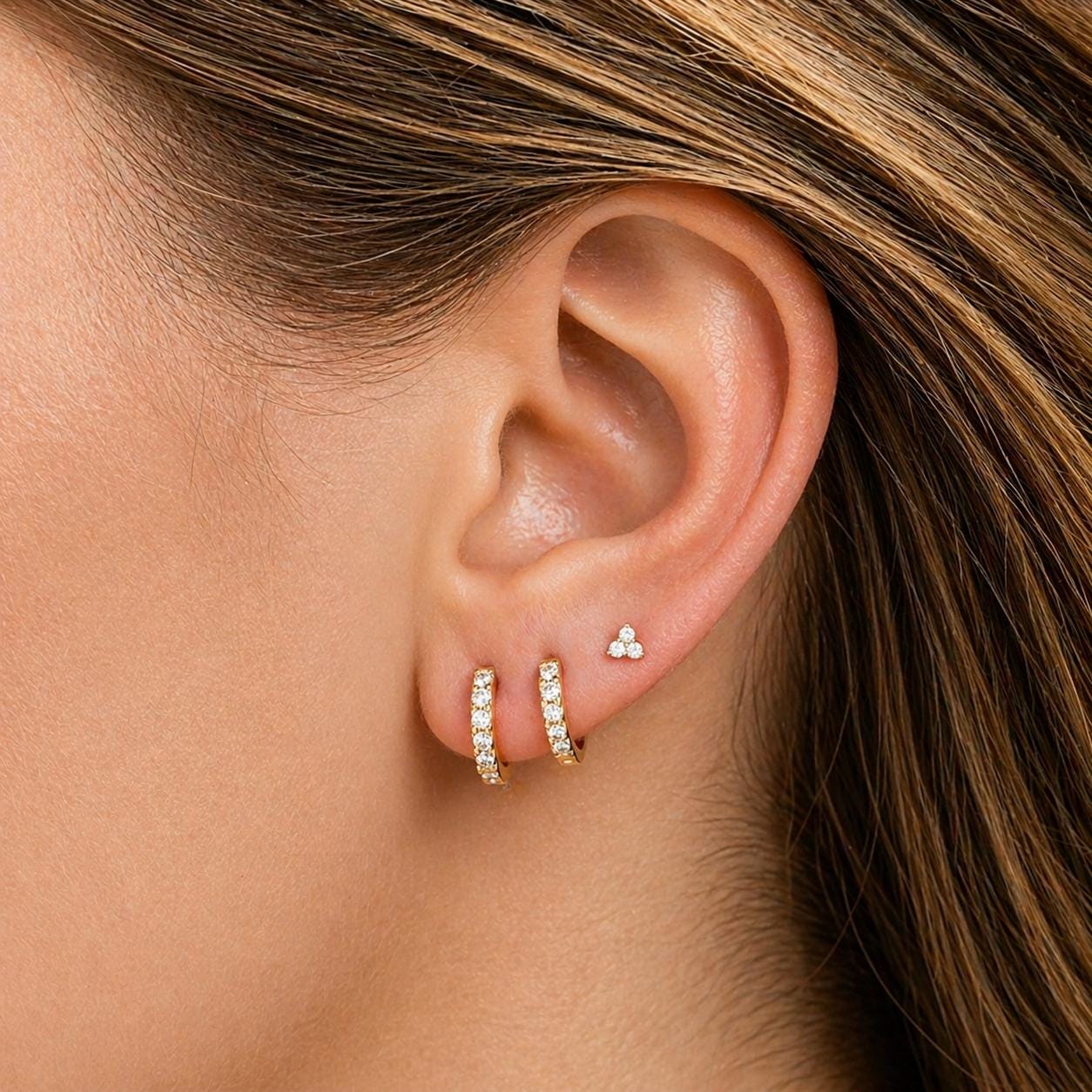 Pavé Huggie Hoop Earring Set