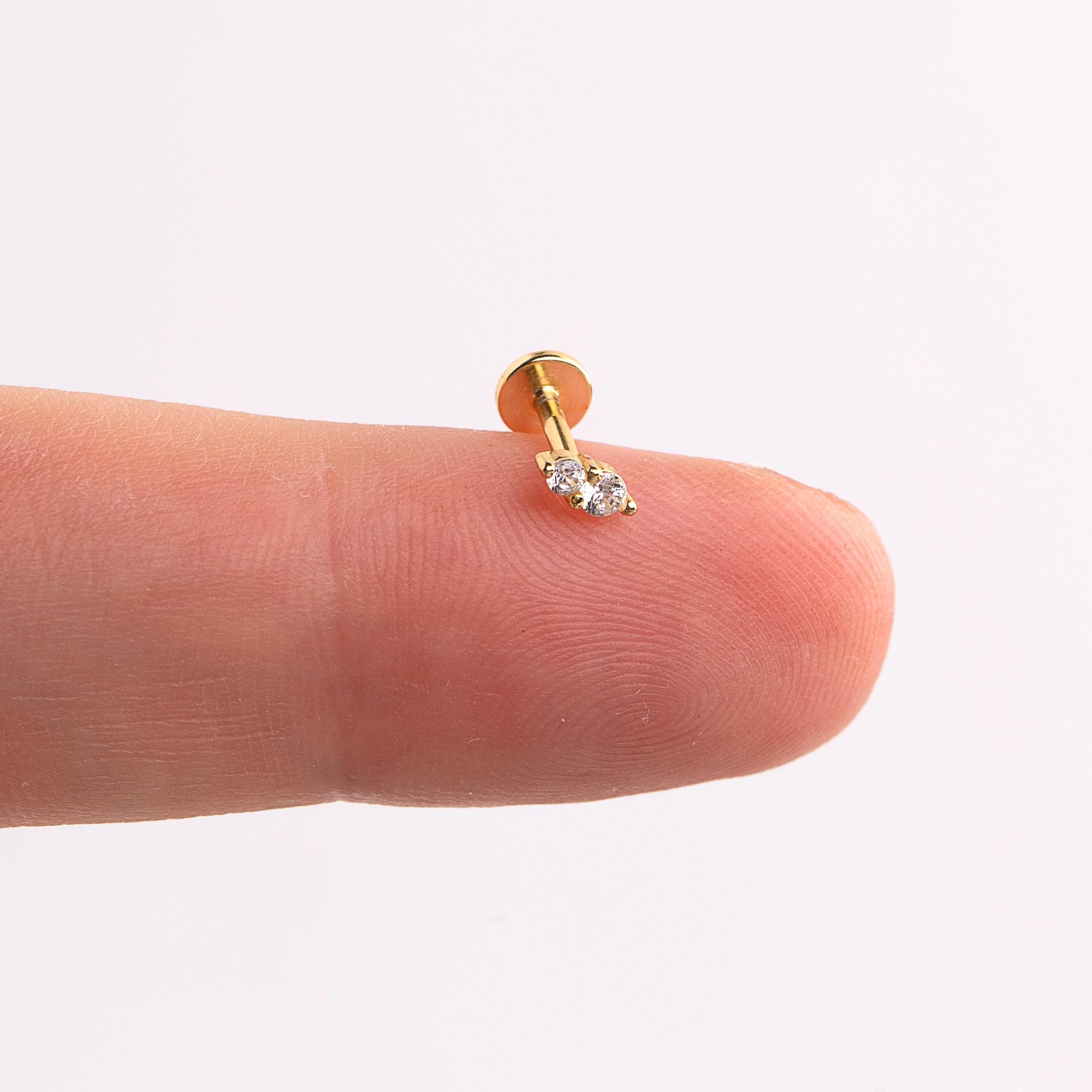 Dainty Double CZ Flat Back Stud