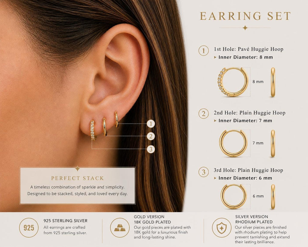 Minimal Gold Huggie Hoop Earring Set