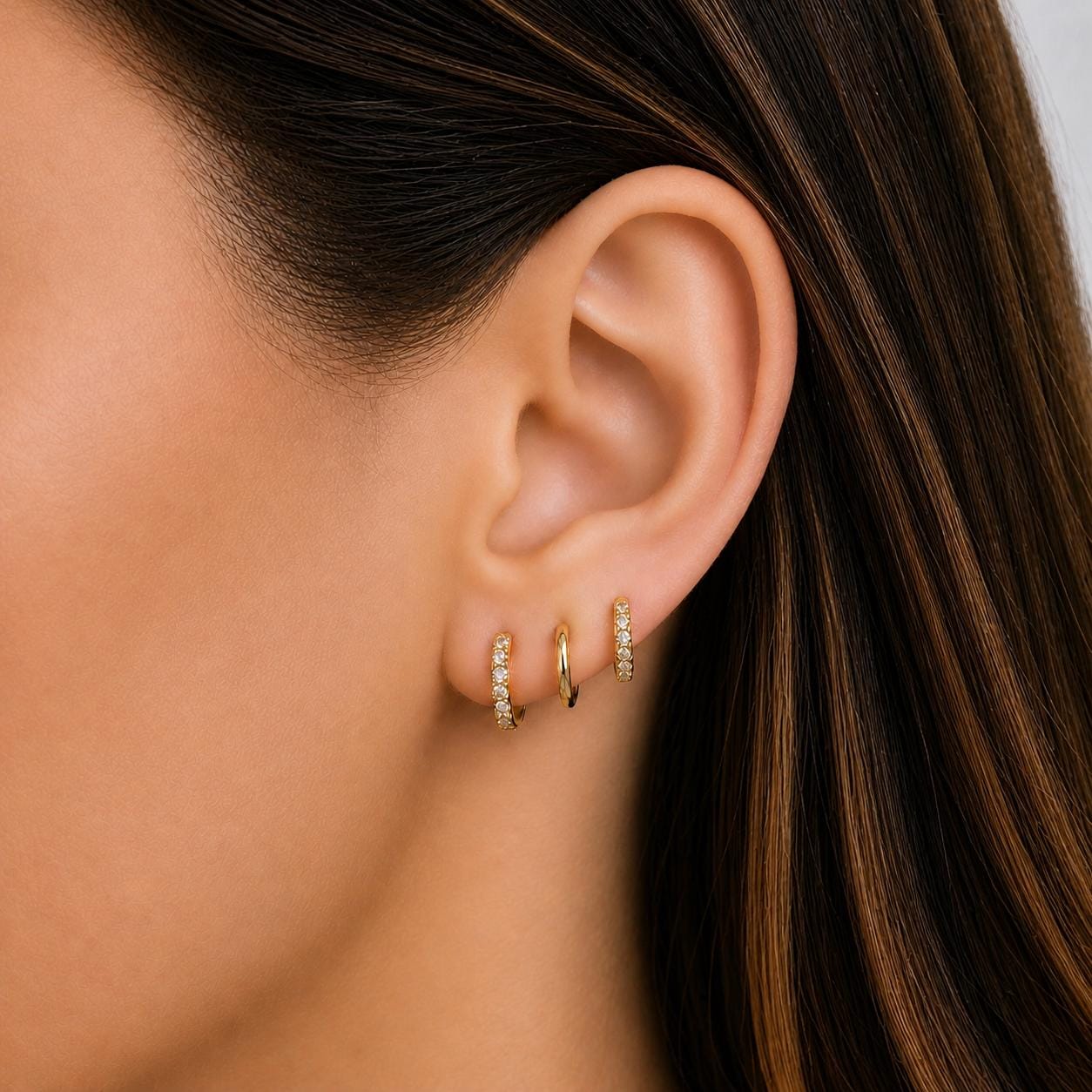 Layered Gold Huggie Hoop Set