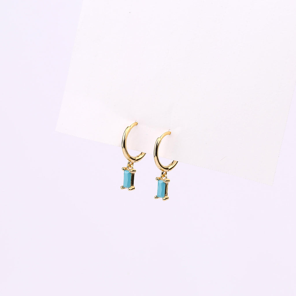 Turquoise Baguette Hoop Earrings