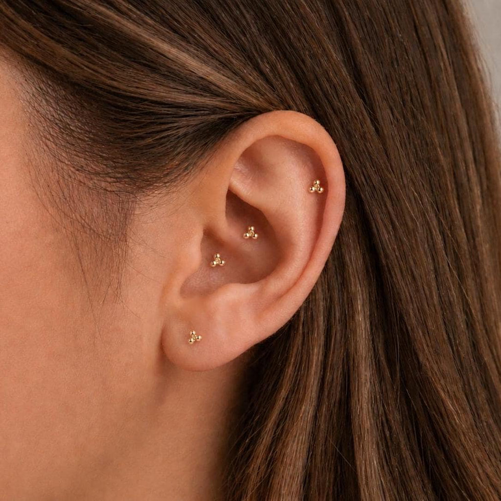 Tiny Trinity Ball Threadless Flat Back Stud