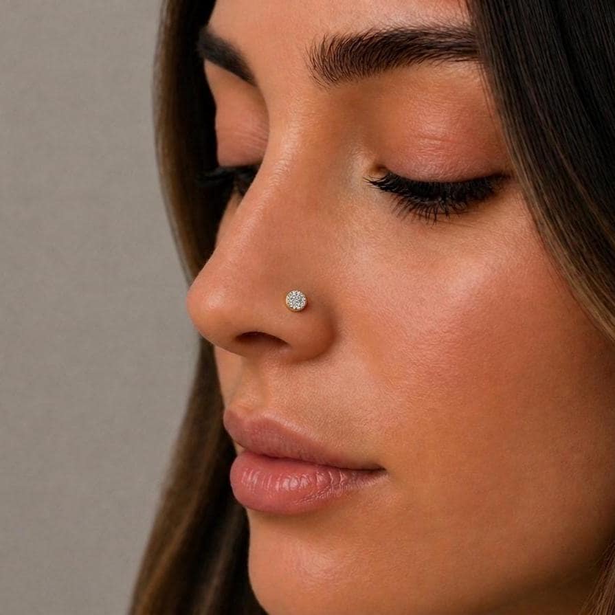 18G Tiny Pave CZ Disc Threadless Flat Back Stud
