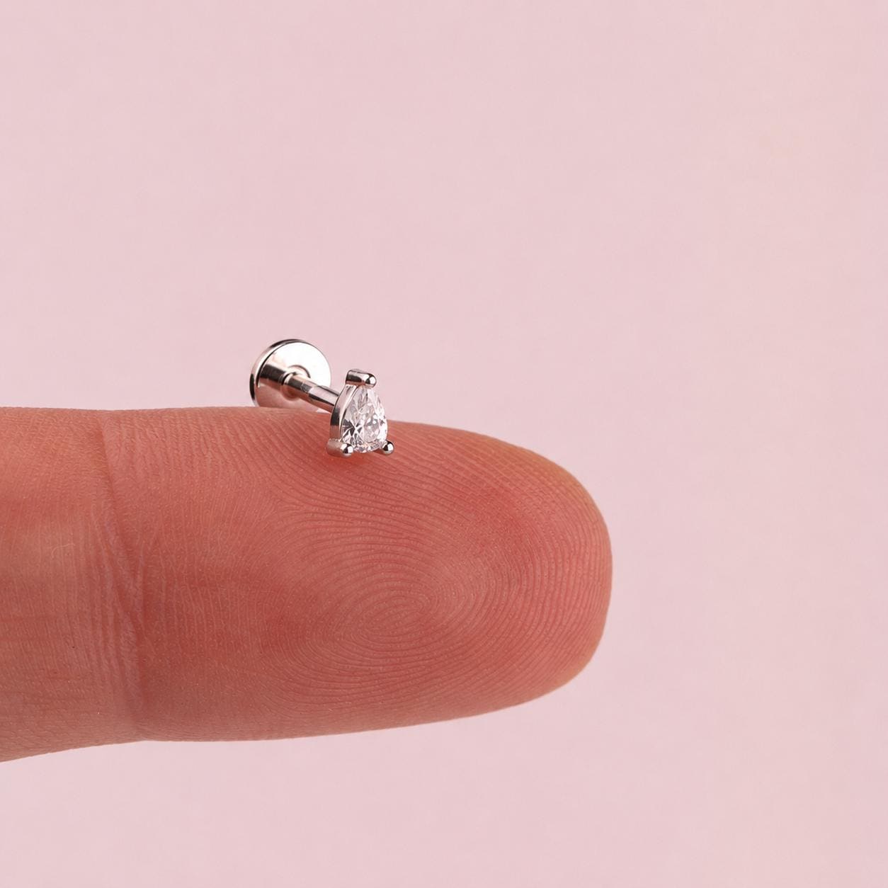 Tiny Pear Shape Flat Back Stud