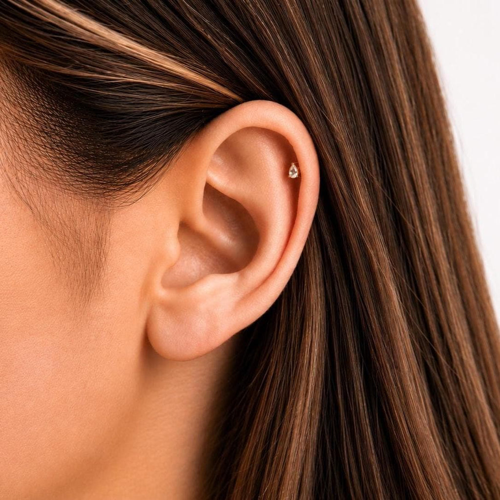 Tiny Pear Shape Flat Back Stud
