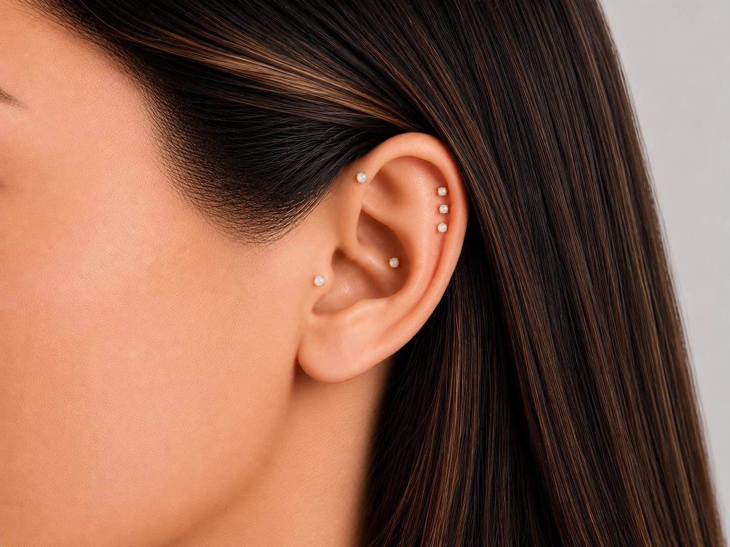 White Opal Flat Back Stud